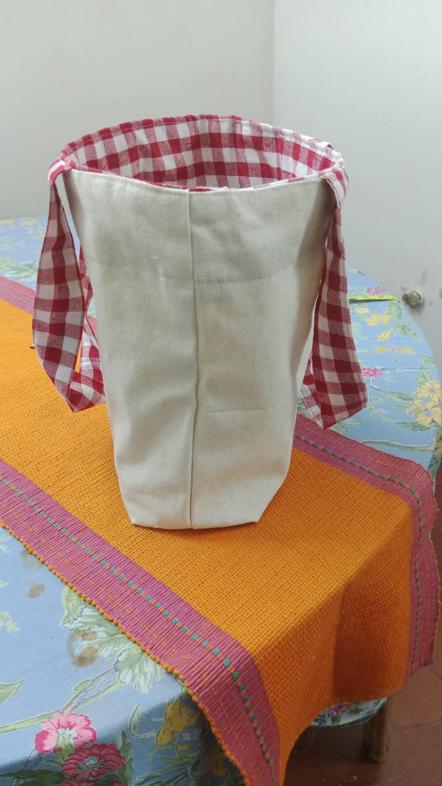 CHECKNCARRY – 100% Cotton Reusable Tote with Checkered Handles