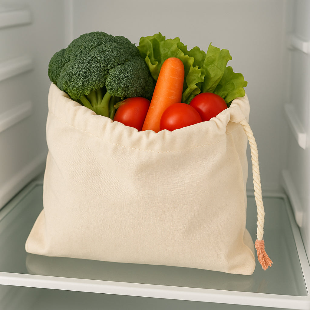 Eco Fridge Bag – 12" x 12" Cotton Vegetable Storage