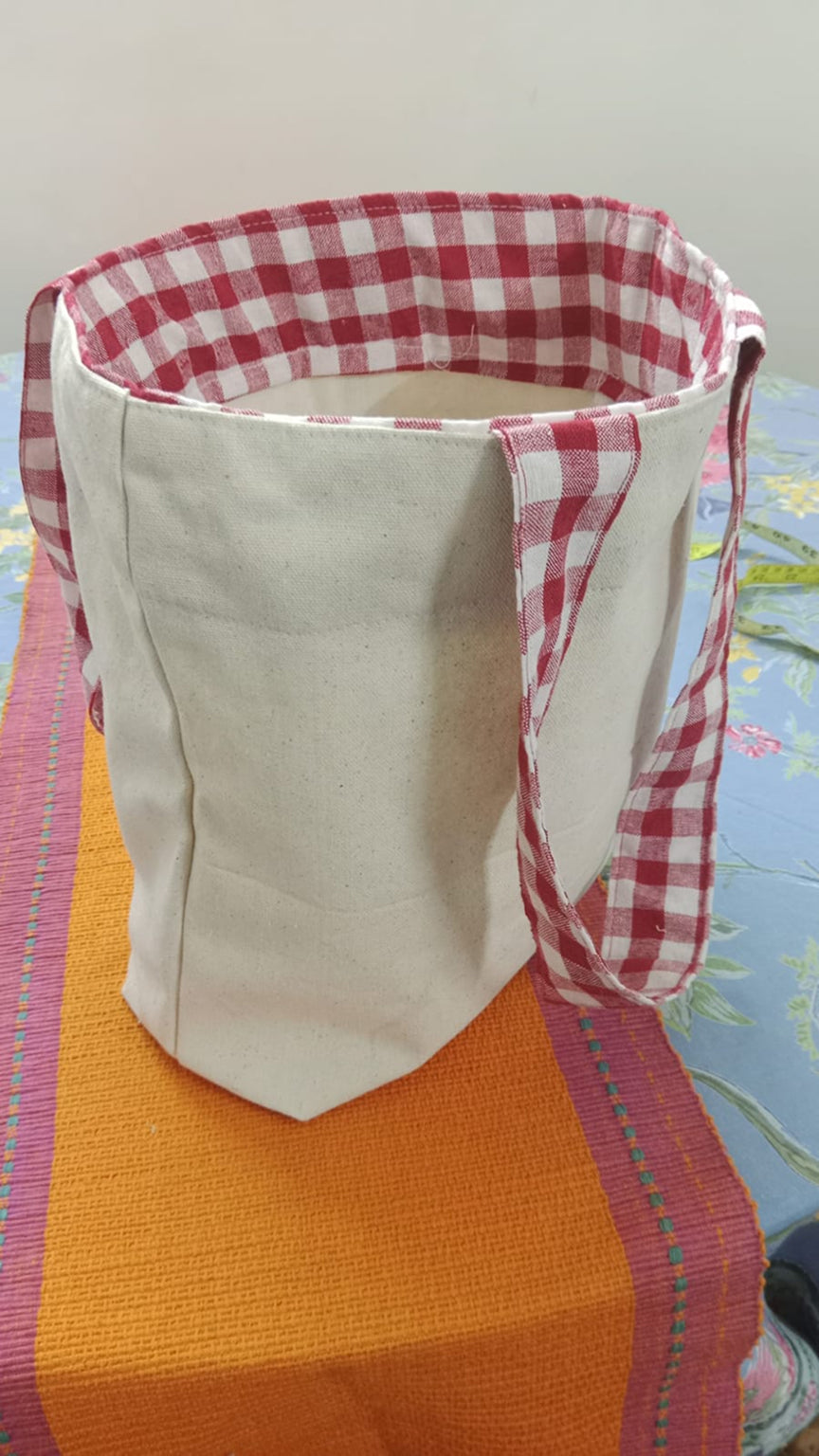 CHECKNCARRY – 100% Cotton Reusable Tote with Checkered Handles